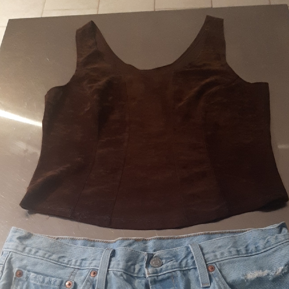 Levi's+Chocolate🍩Faux Suede Tank Size M/L - Picture 4 of 9